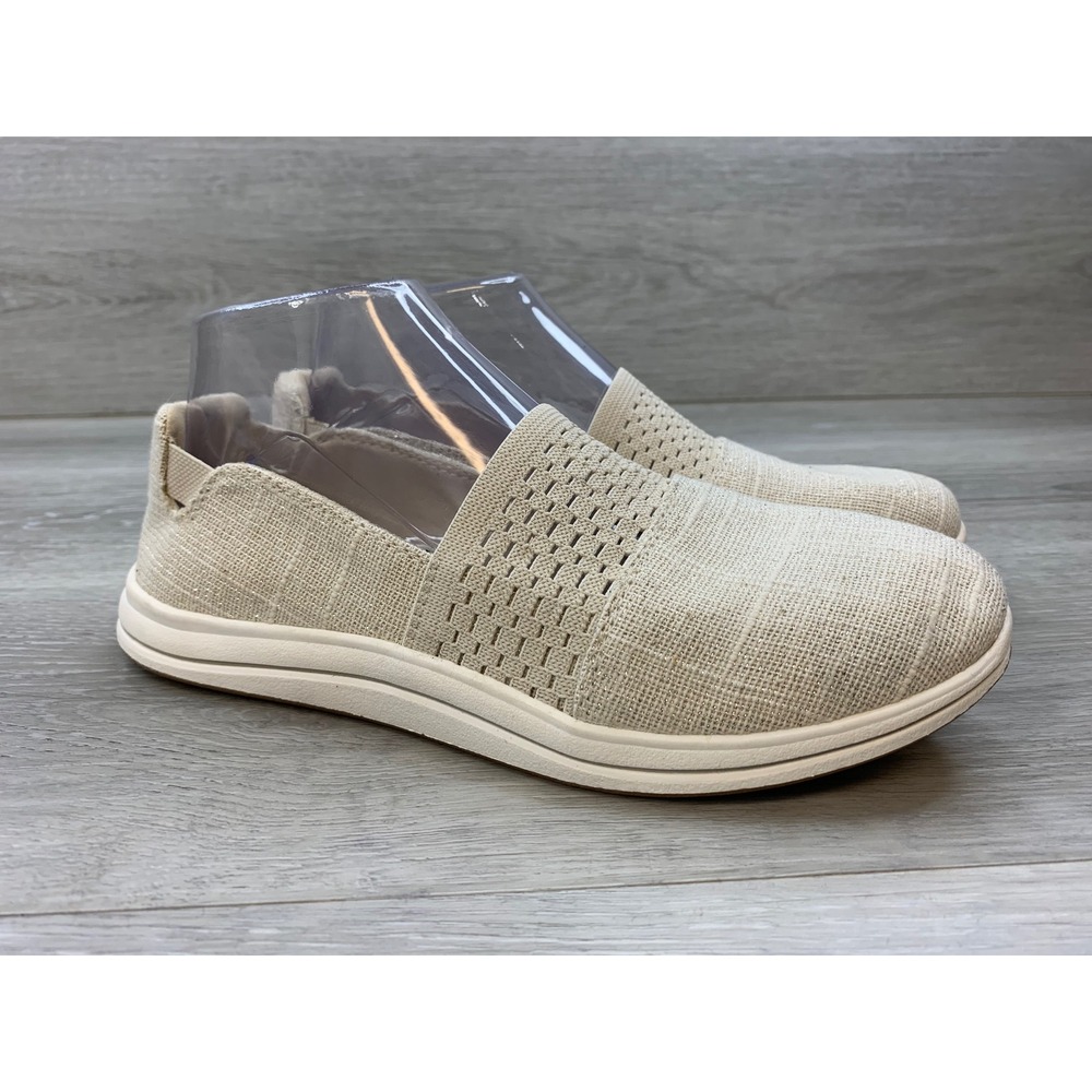 Clarks Cloudsteppers Breeze Vibe Natural Interest Beige Slip On Shoes Women's 7